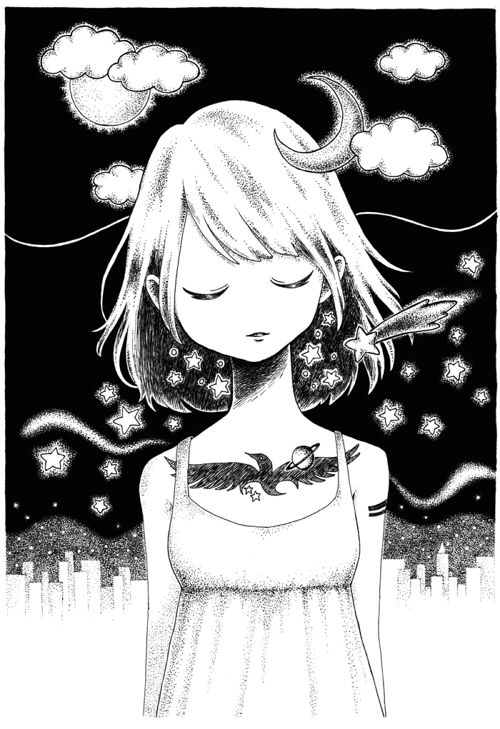 手描きイラスト 夜明けに美しいあなたを求めて あたたかな夜 | 山本さきえ | AWRD