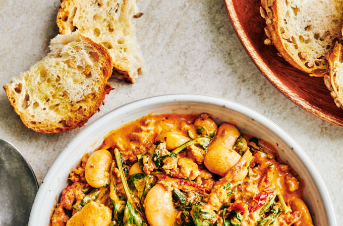 One-Pot Creamy Beans with Sausage