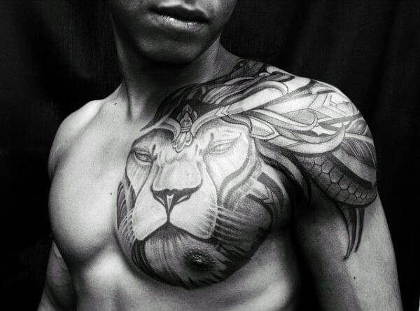 Tatouage Lion Hommes Guerrier