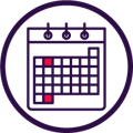 purple outline of a calendar 