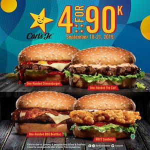 Carl’s Jr: 4For90K 4 burger HANYA Rp 90.000! sampai 09/21/2019