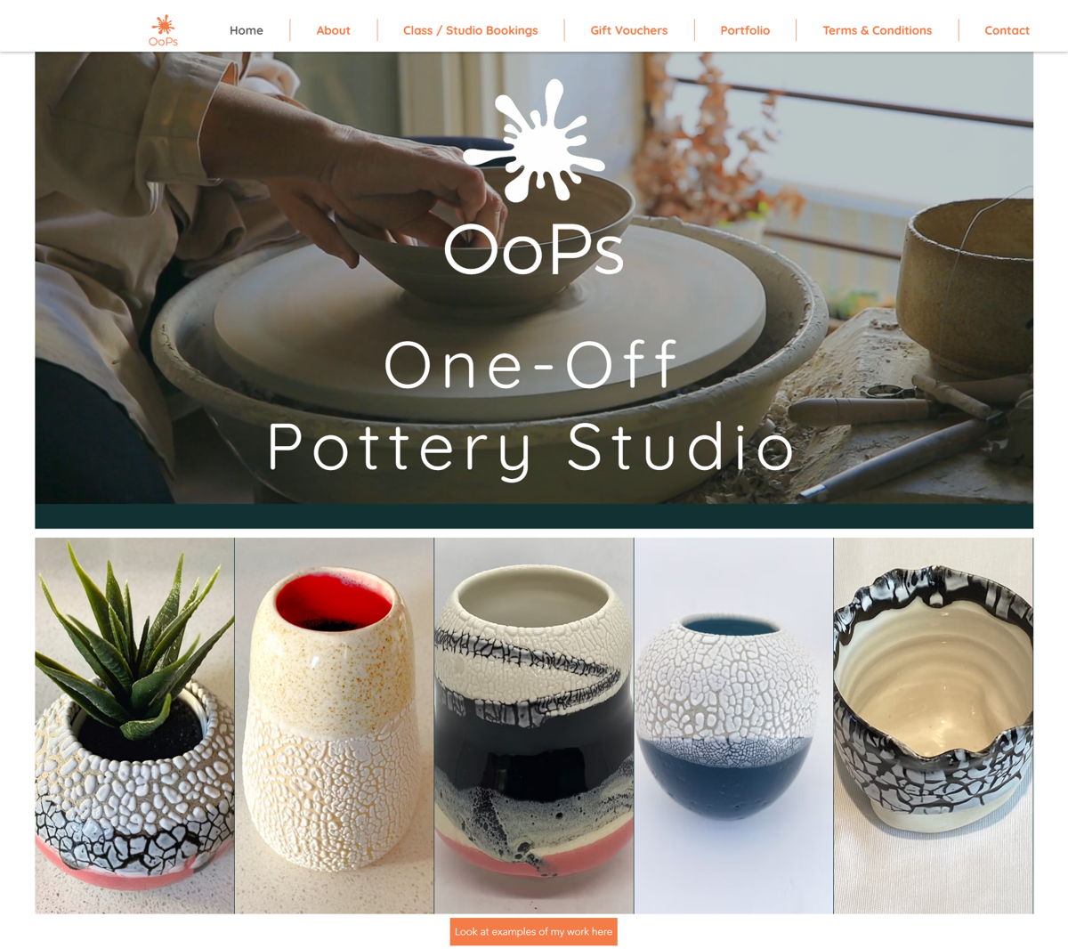 Screenshot of One-off Pottery Studio, from the workshop websites collection.