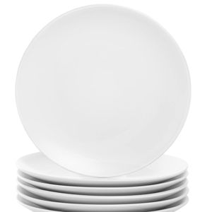 Strawberry Street Wazee Matte 10.5" Coupe Dinner Plate, Set of 6, White