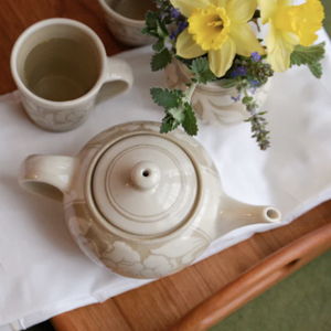 Wink's Tree of Life Cream Carved Teapot