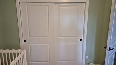 Closets reassembled just in time for a visit from the stork.  