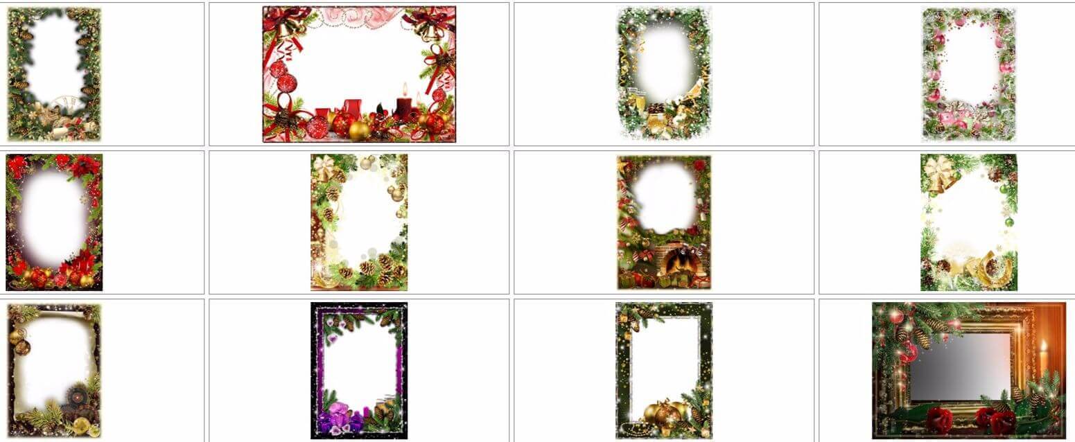 Новогодние рамки для Фотошоп в .PNG формате