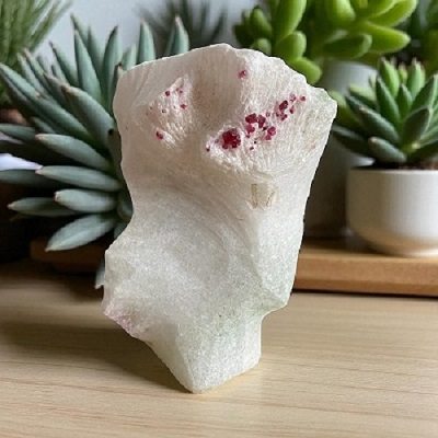 Red Spinel Crystal On White Marble Mineral - Rare