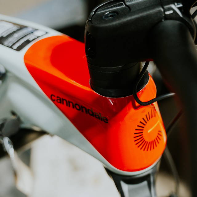 A Cannondale e-MTB headtube