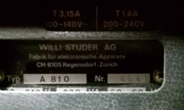 Studer A810 Studio quality, made in Switzerland
