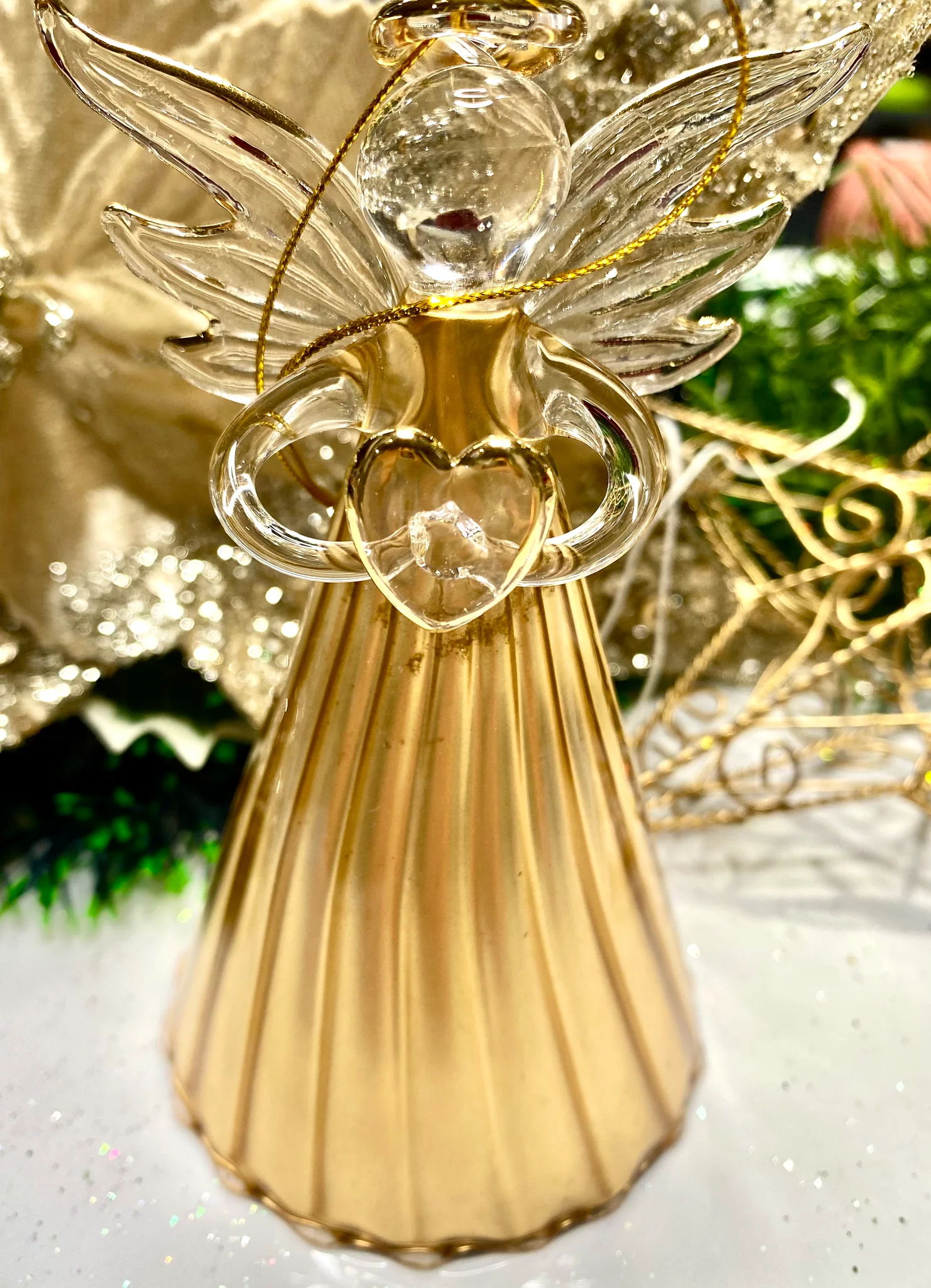 Gold Fluted Angel with Heart
