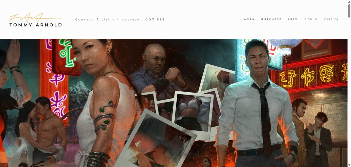 Screenshot of Tommy Arnold, from the concept art portfolios collection.