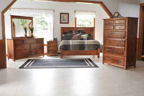 Image of fully customizable Queen Esther Bedroom Set through Harvest Home Interiors Amish Solid Wood Furniture