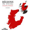 Carte région du Whisky Highlands localisation de la distillerie écossaise Pulteney