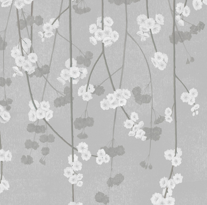 Grey Cherry Blossom Wallpaper detail Image