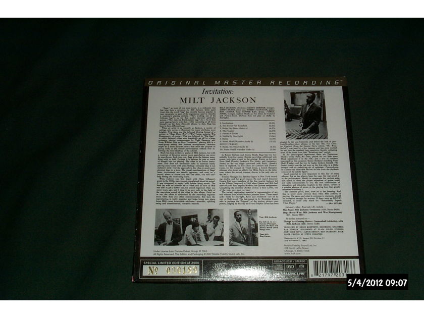 Milt Jackson Sextet - Invitation MFSL SACD Hybrid NM Limited Edition