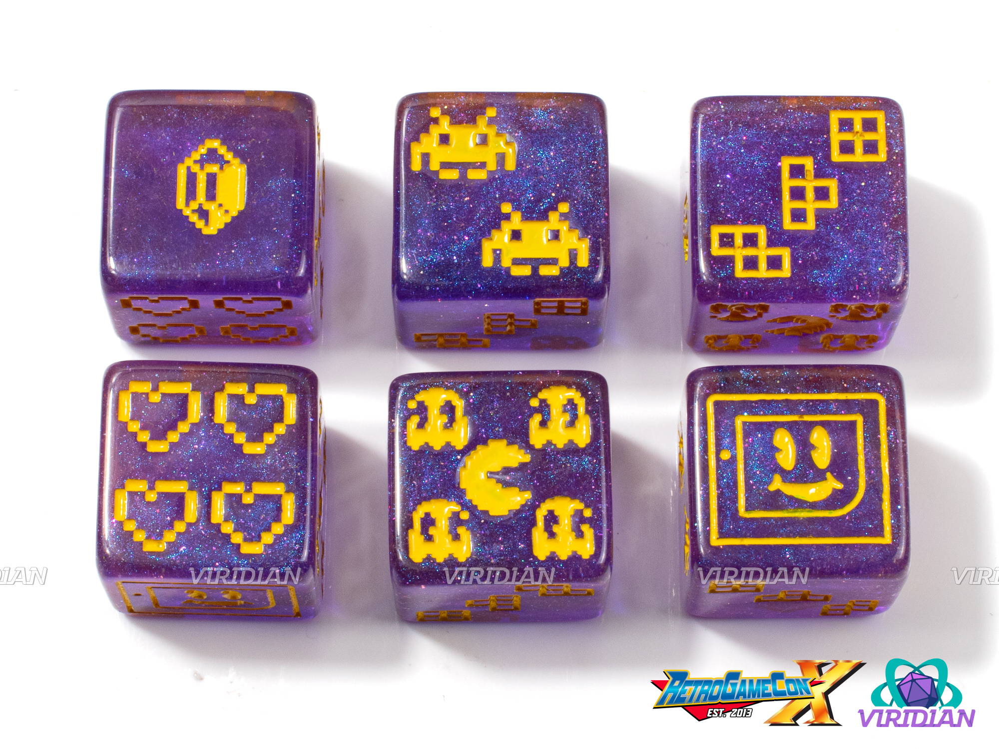 Custom Engraved D6 with Classic Video Game Symbols