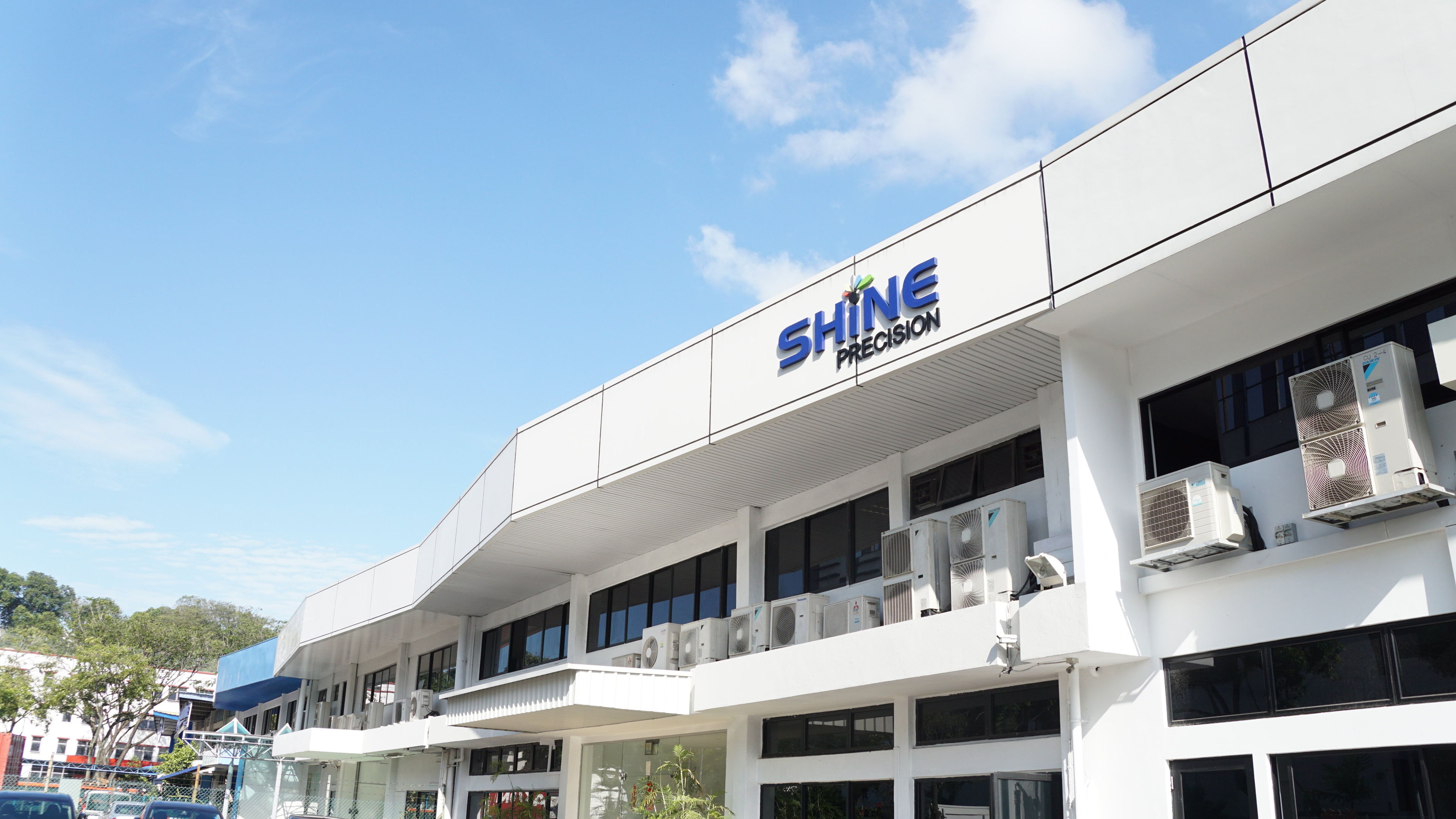 Shine office building showing the Shine logo.