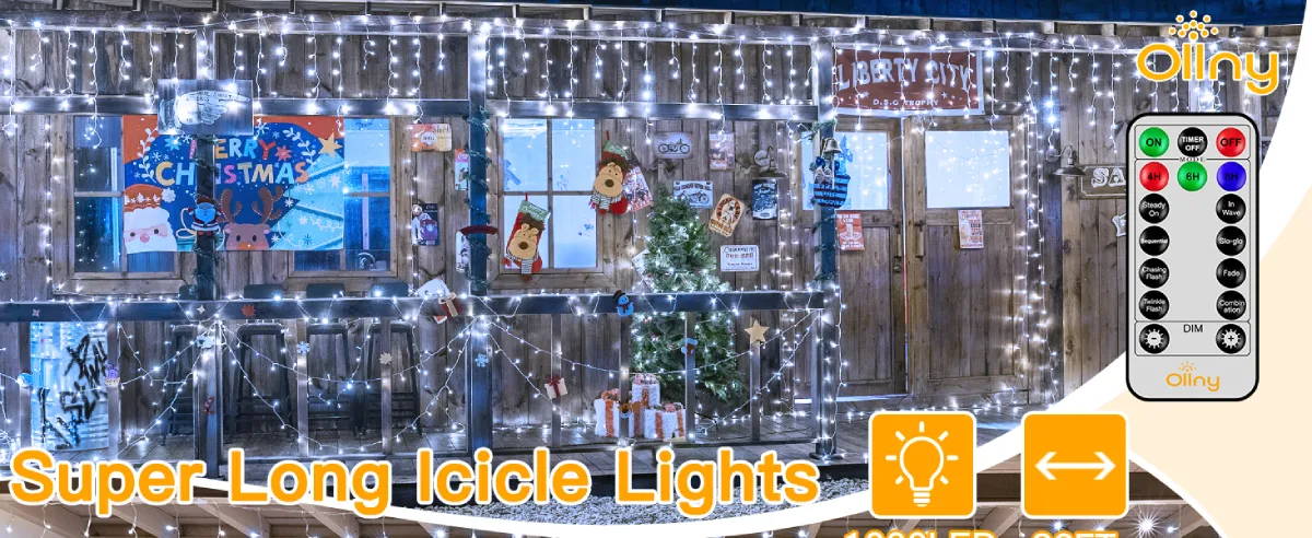 Connectable of Ollny's 720 leds cool white icicle lights