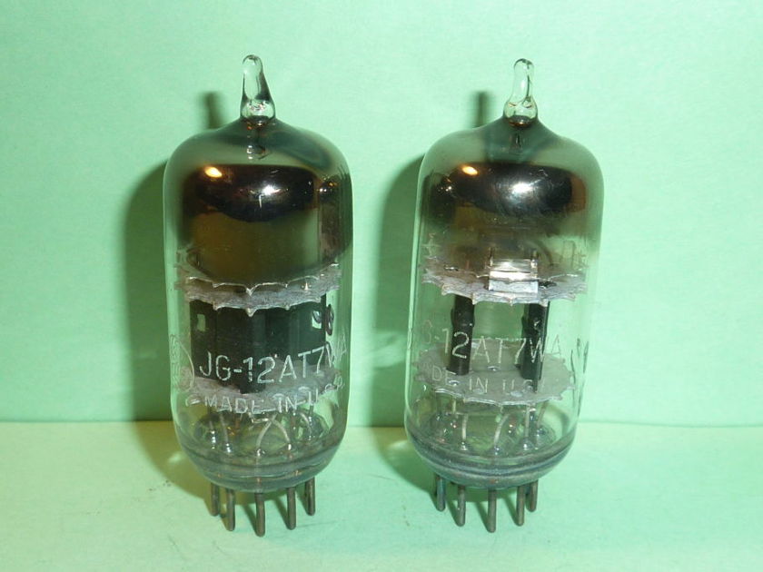 GE 12AT7 12AT7WA 6201 Black Plate  Mil-Spec Tubes - Matched Pair, NOS