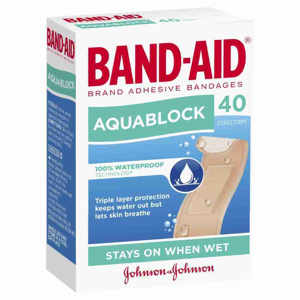 Band-Aid Waterproof Aquablock Sterile Strips 40 Pack