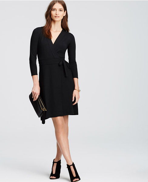 black jersey wrap dress long sleeve