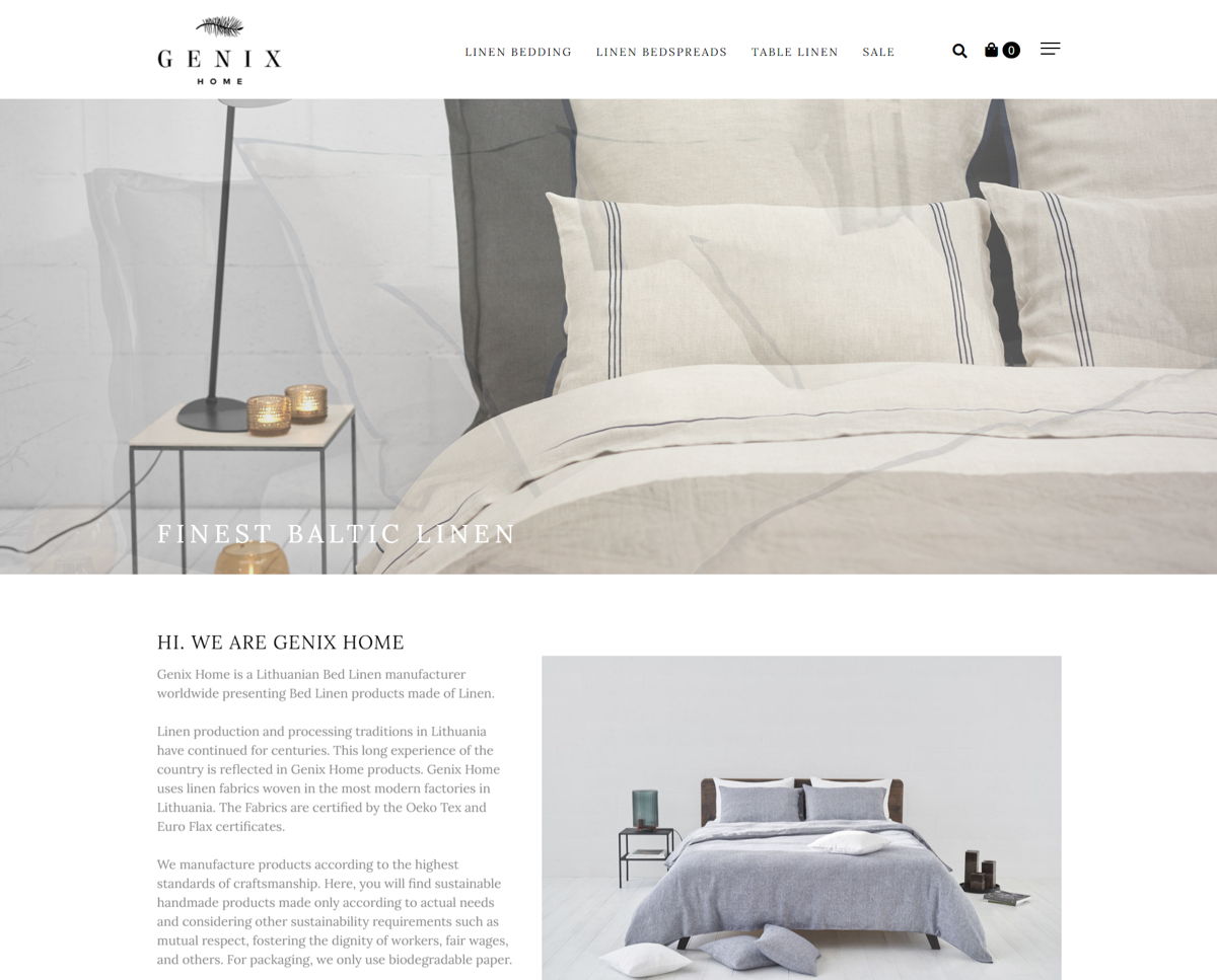 Screenshot of Genix Home, from the jimdo websites collection.