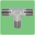 a silver metal tee with silver screws