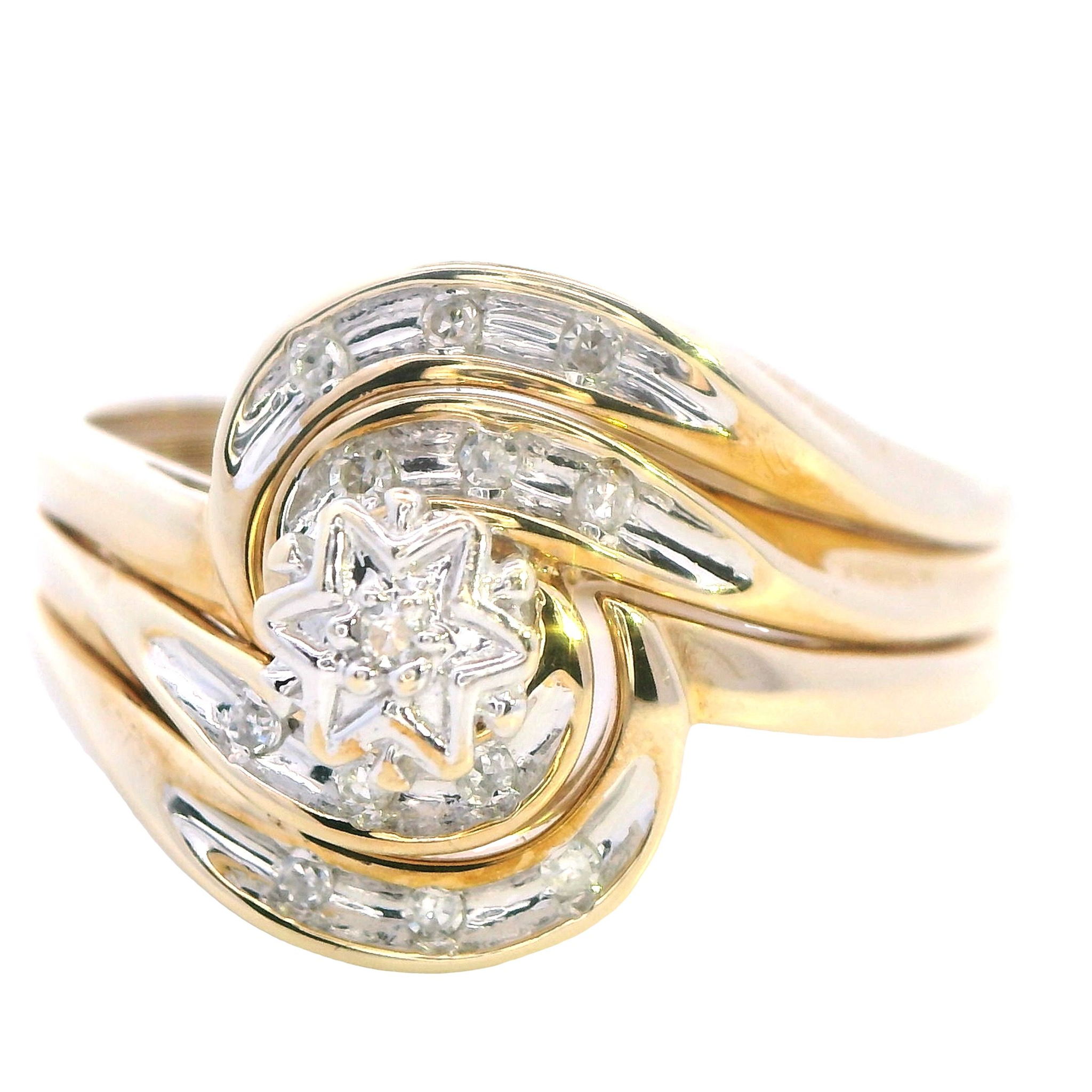 9ct Yellow and White Gold Diamond Bridal Set