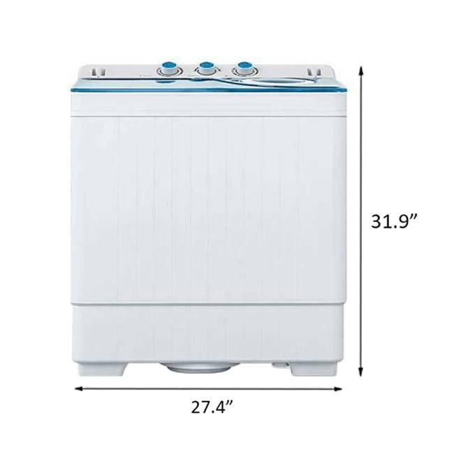 Electric Portable 2 in 1 Twin Tub Mini Laundry Washer and Spin Dryer Combo Washing Machine with Drain Hose for Apartments