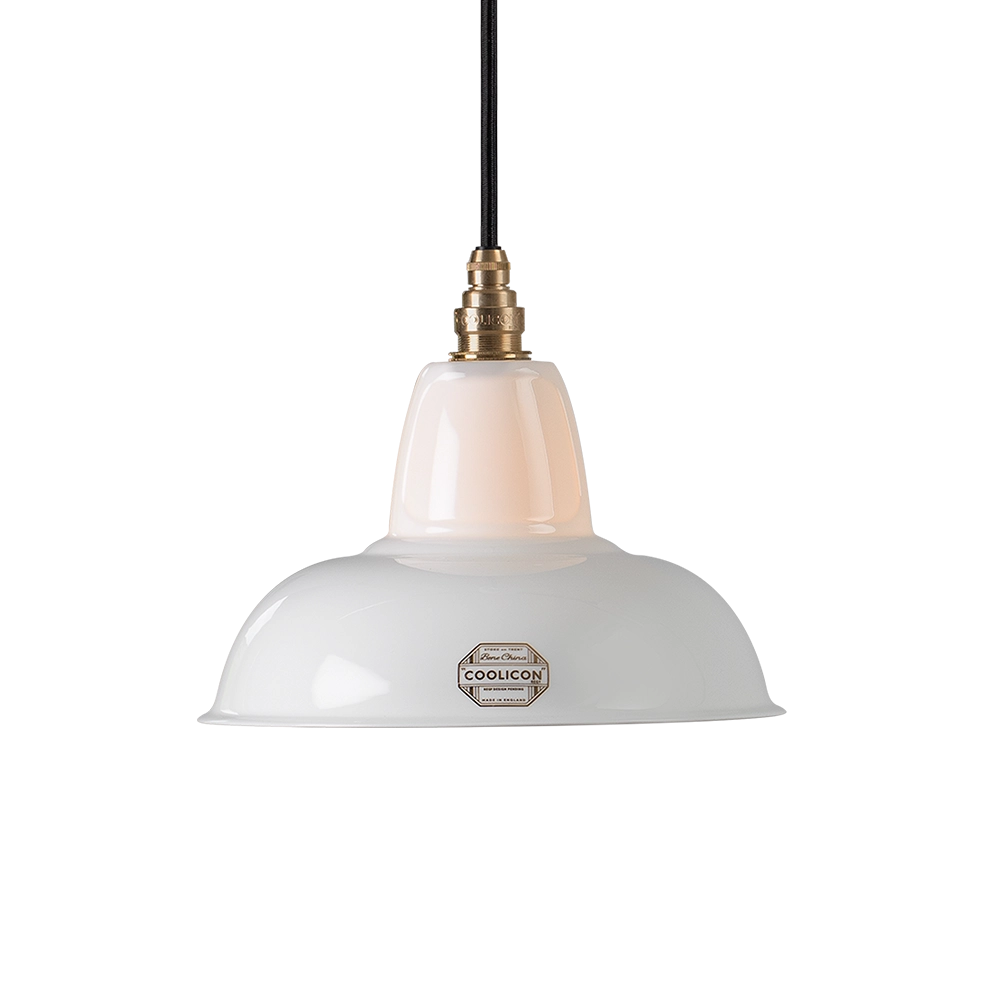 A Fine Bone China Silhouette Coolicon shade with a Signature Brass pendant set