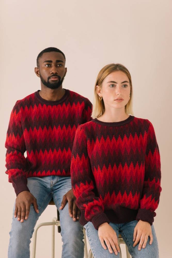 Boy and girl in a red sweater
