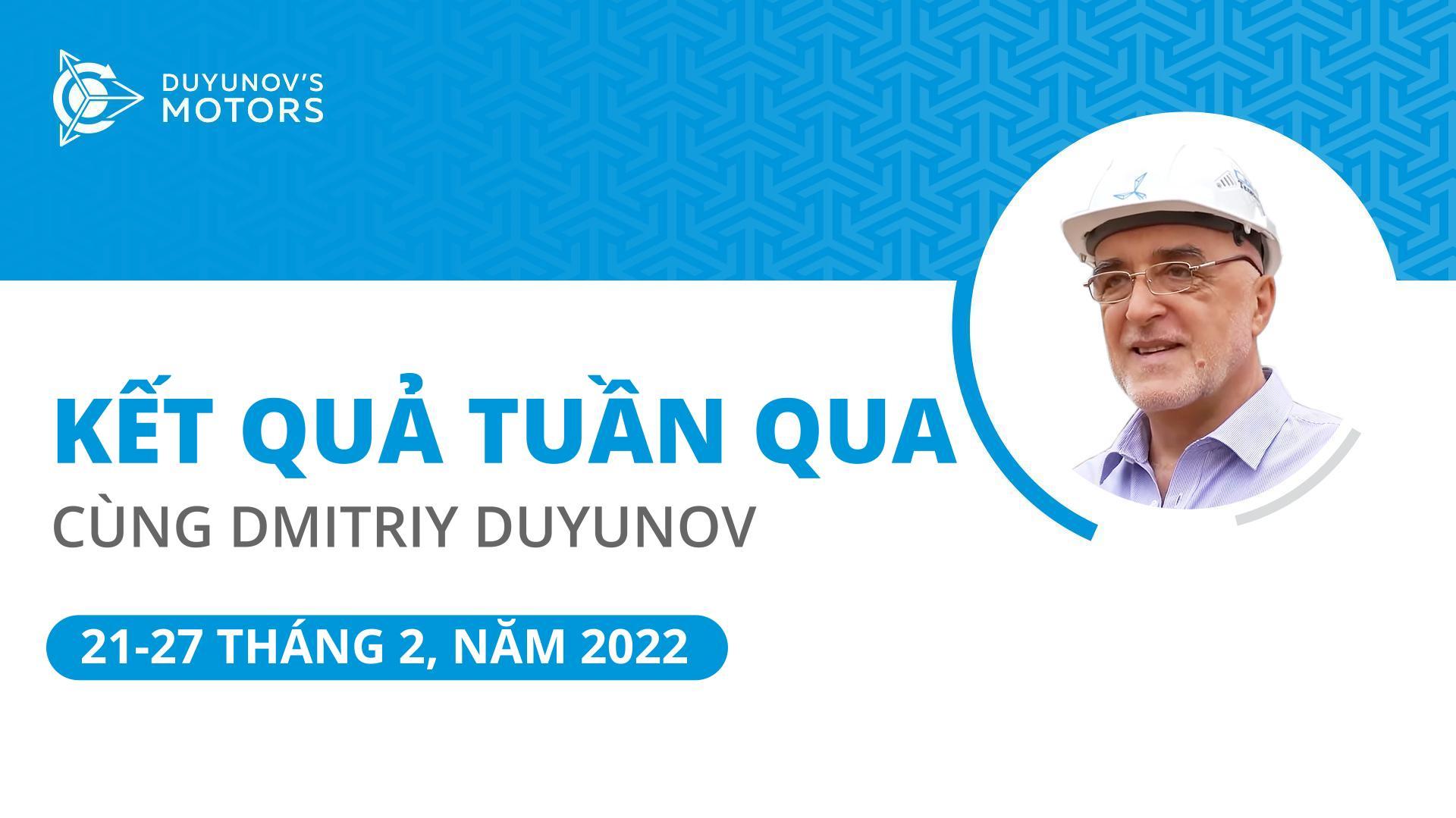 Kết quả trong tuần của dự án "Động cơ của Duyunov"