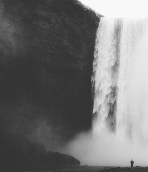 waterfall in black and white