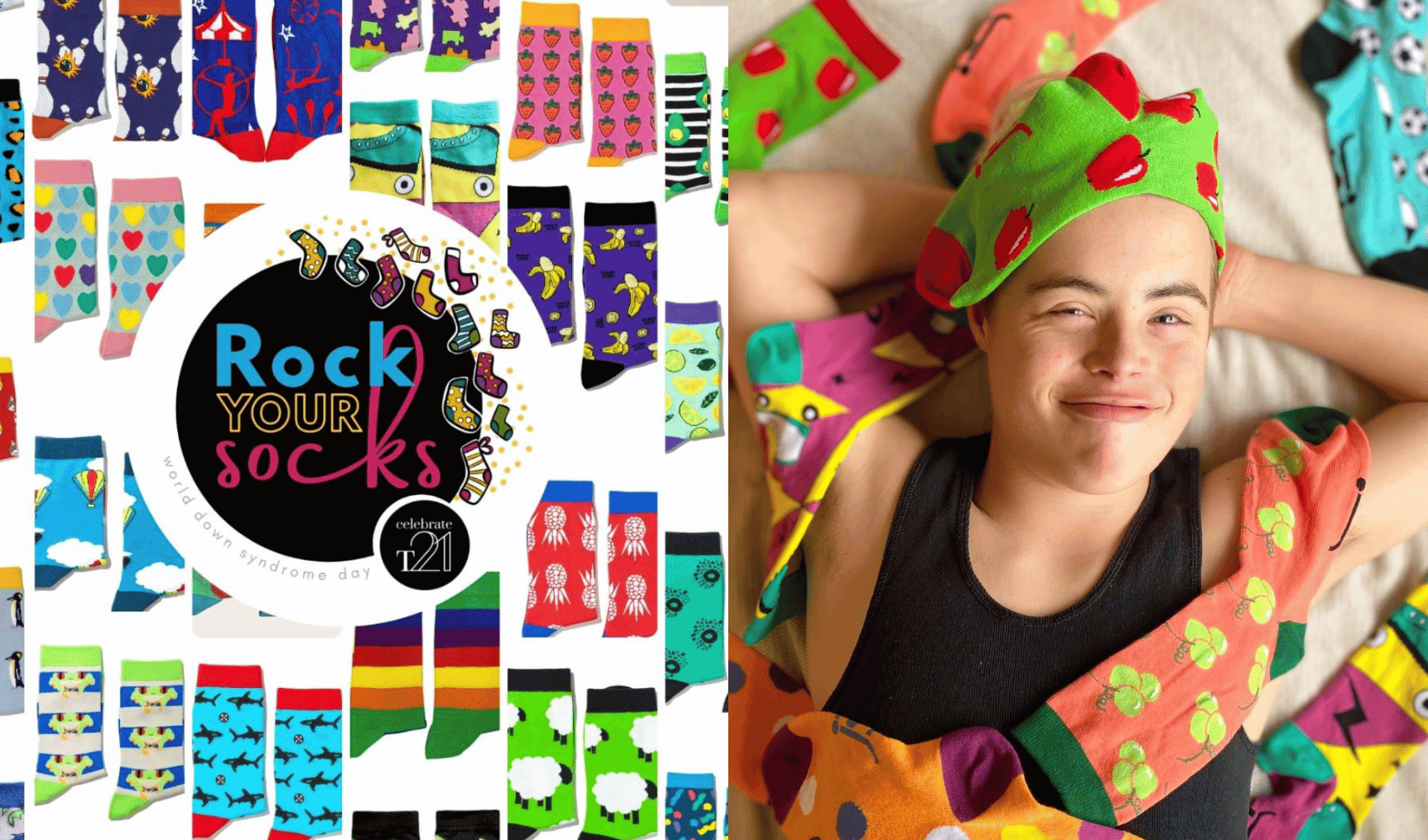 Celebrate T21 image socks with child