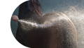 brown horse washed with water