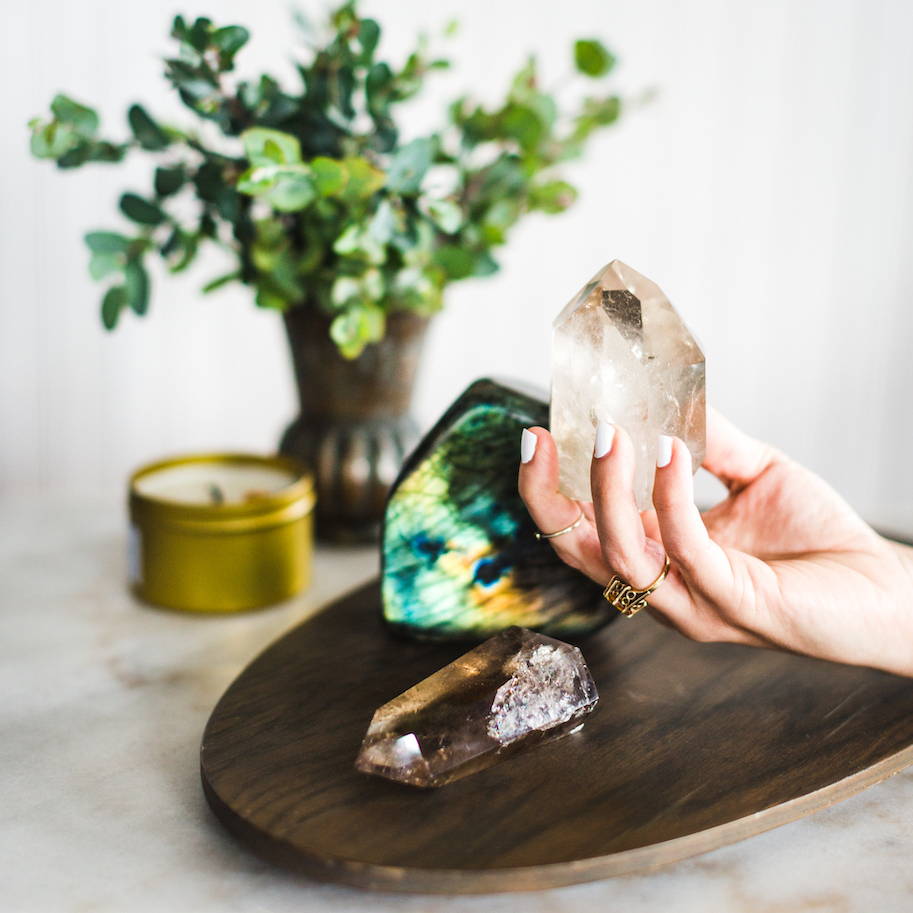 Place chakra stones as decor on a table