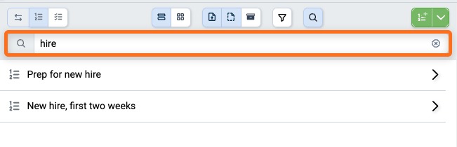 Procedure list searched for 