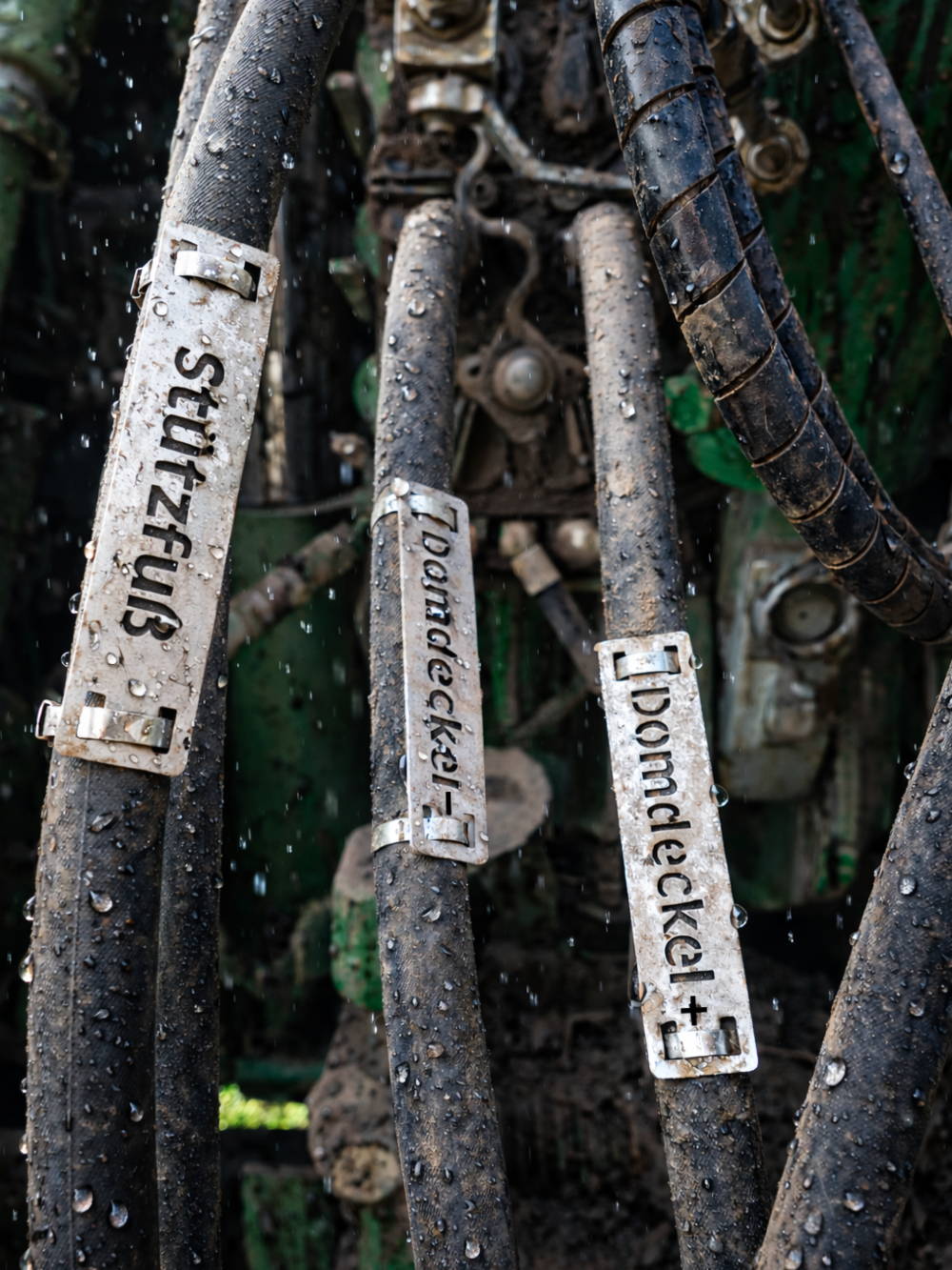 Durchgelasertes Edelstahlschild zur dauerhaften Kennzeichnung von Hydraulikschläuchen