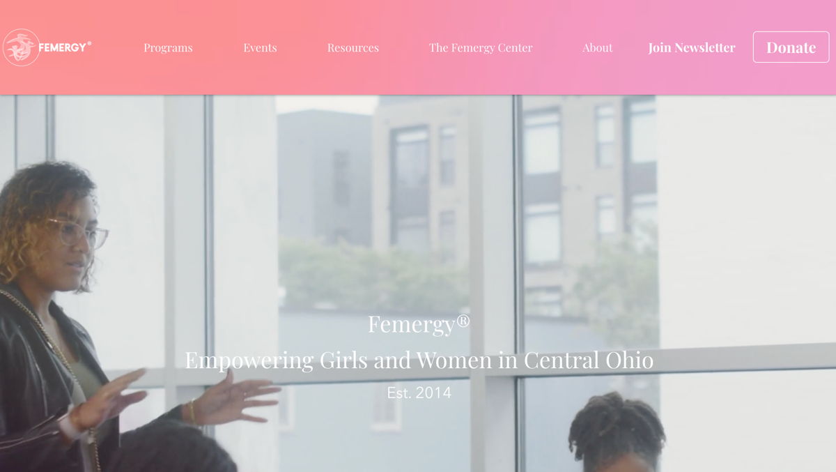 Screenshot of Femergy, from the event websites collection.