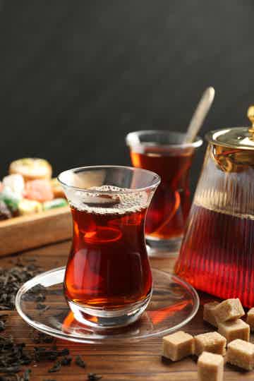 Enjoy drinking hot Turkish tea or coffee