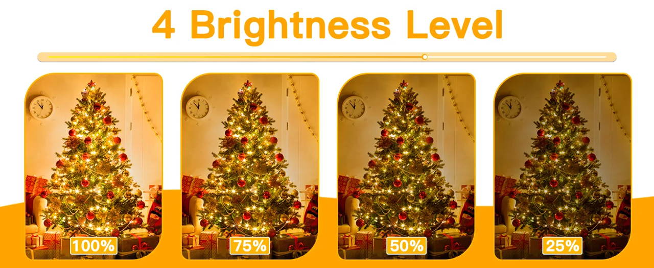 Features of Ollny's 800 leds clear cable cool white string lights - desktop size