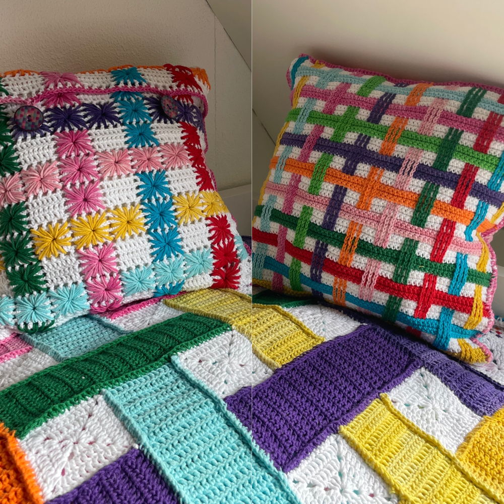 Crocheted woven cushion Arina
