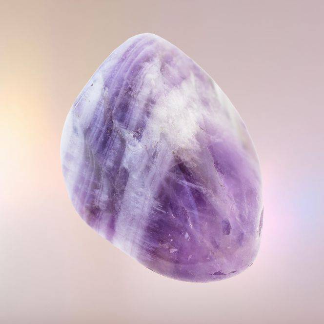 Améthyste – pierre apaisante et protectrice, idéale pour calmer les enfants, favoriser le sommeil et renforcer la sérénité familiale.