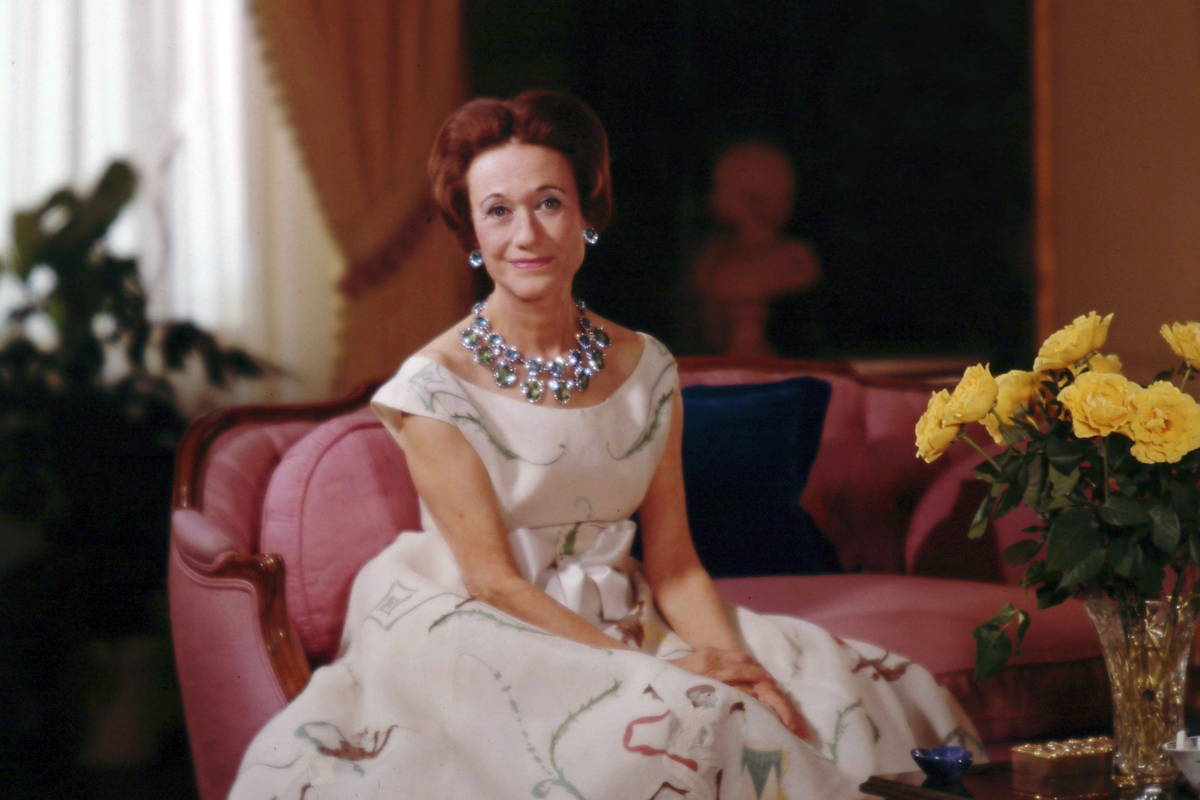 Image may contain: Wallis Simpson, Person, Adult, Wedding, Face, and Head