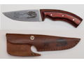 NWTF 2002 4 Fixed Blade Knife and Leather Sheath with Two Walking Turkeys