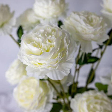 White Mini Peony Bloom - Realistic Artificial Flowers - Image 3
