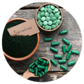 Green pills made of Spirulina used in the best multivitamins for men