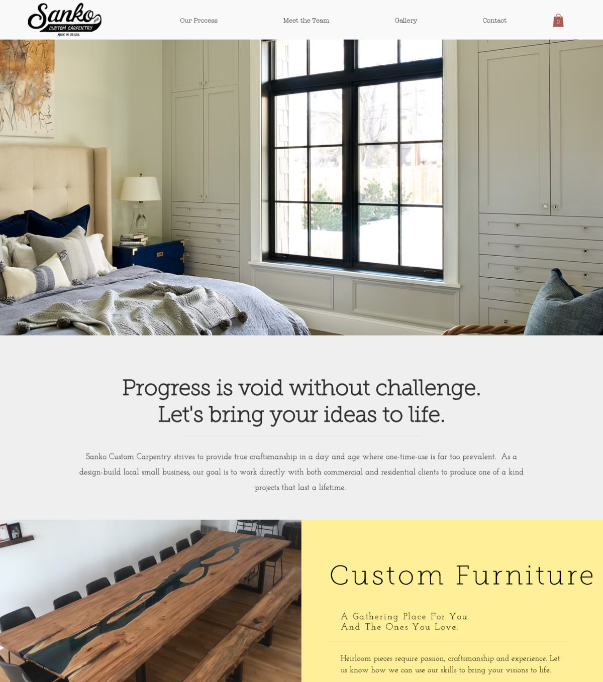 Screenshot of Sanko Custom Carpentry, from the carpentry websites collection.