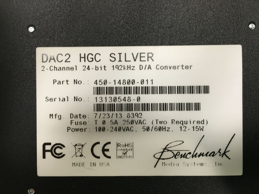 Benchmark Media Systems DAC2 HGC Silver, Preamp, DAC & Headphone Amp, Excellent Condition!