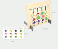 Dimensions of the Montessori Double-Sided Matching Game and a card from the set. 